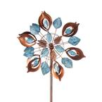 75 in. H Wind Spinner, Copper and Verdigris Lotus Petals