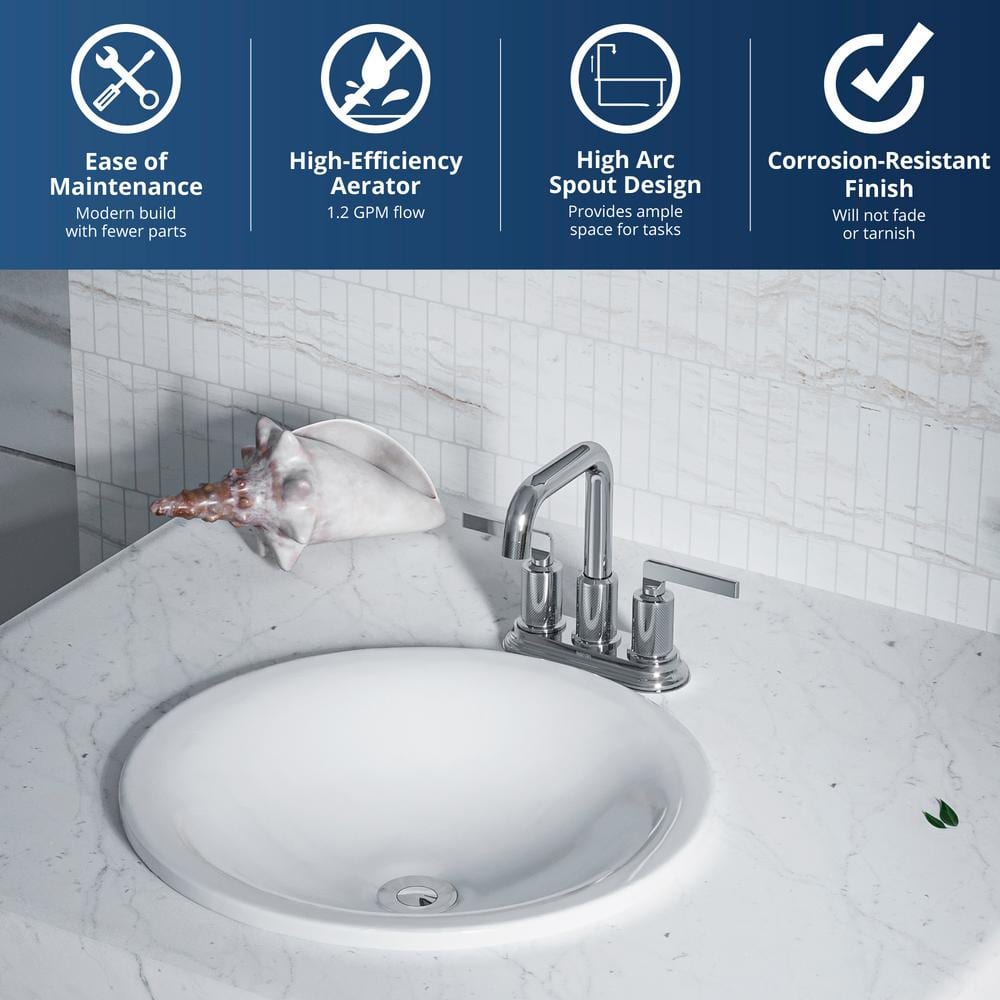 Chrome 2-Handle 4-Inch Centerset Bathroom Faucet with Pop-Up Drain