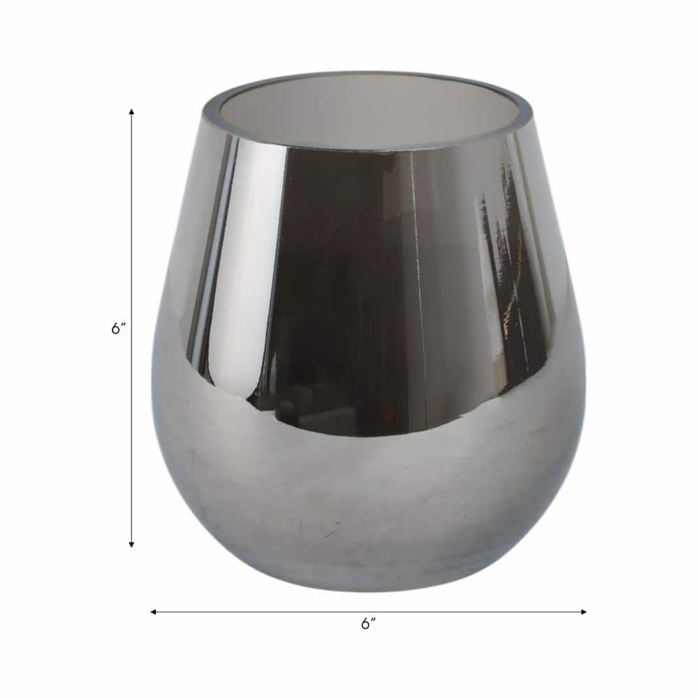 Silver Metallic 6" Glass Vase for Table Centerpieces