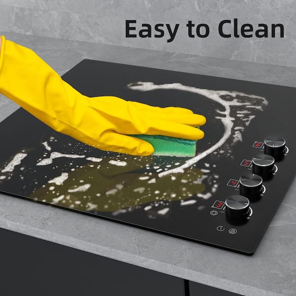 X KITCHEN 24 in. 4-Elements Ceramic Electric Cooktop in Black with