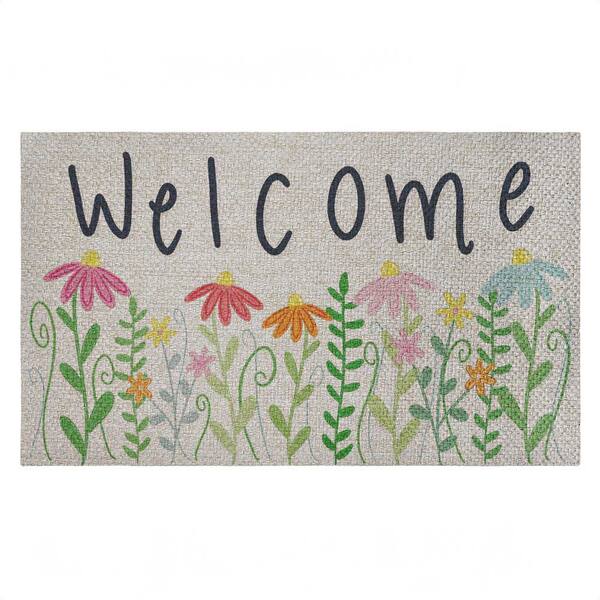 Spring Wildflower Welcome Multi-Colored 18 in. x 30 in. Polyester Non-Slip Outdoor Door Mat