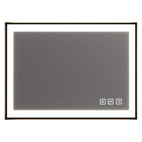 72 in. W x 32 in. H Black Rectangular Framed LED Anti-Fog Wall Bathroom Vanity Mirror with Backlit and Front Light