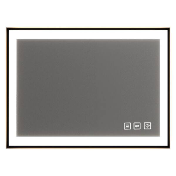 84 in. W x 32 in. H Black Rectangular Framed LED Anti-Fog Wall Bathroom Vanity Mirror with Backlit and Front Light