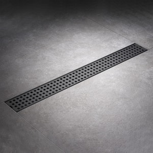 24 in. Stainless Steel Linear Shower Drain with Square Pattern Drain Cover in Matte Black