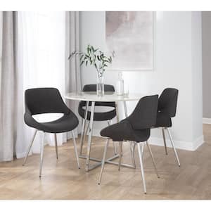 Fabrico Charcoal Fabric and Chrome Metal Side Chair (Set of 2)