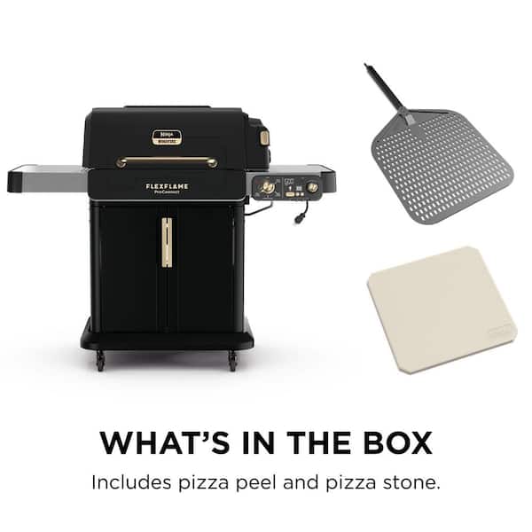 FlexFlame ProConnect Wi-Fi 3-Burner Propane Grill in Black with Pizza Stone and Peel