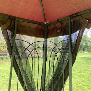 Patio 13 ft. x 10 ft. Brown Garden Canopy Gazebo with Ventilated Double Roof And Mosquito net