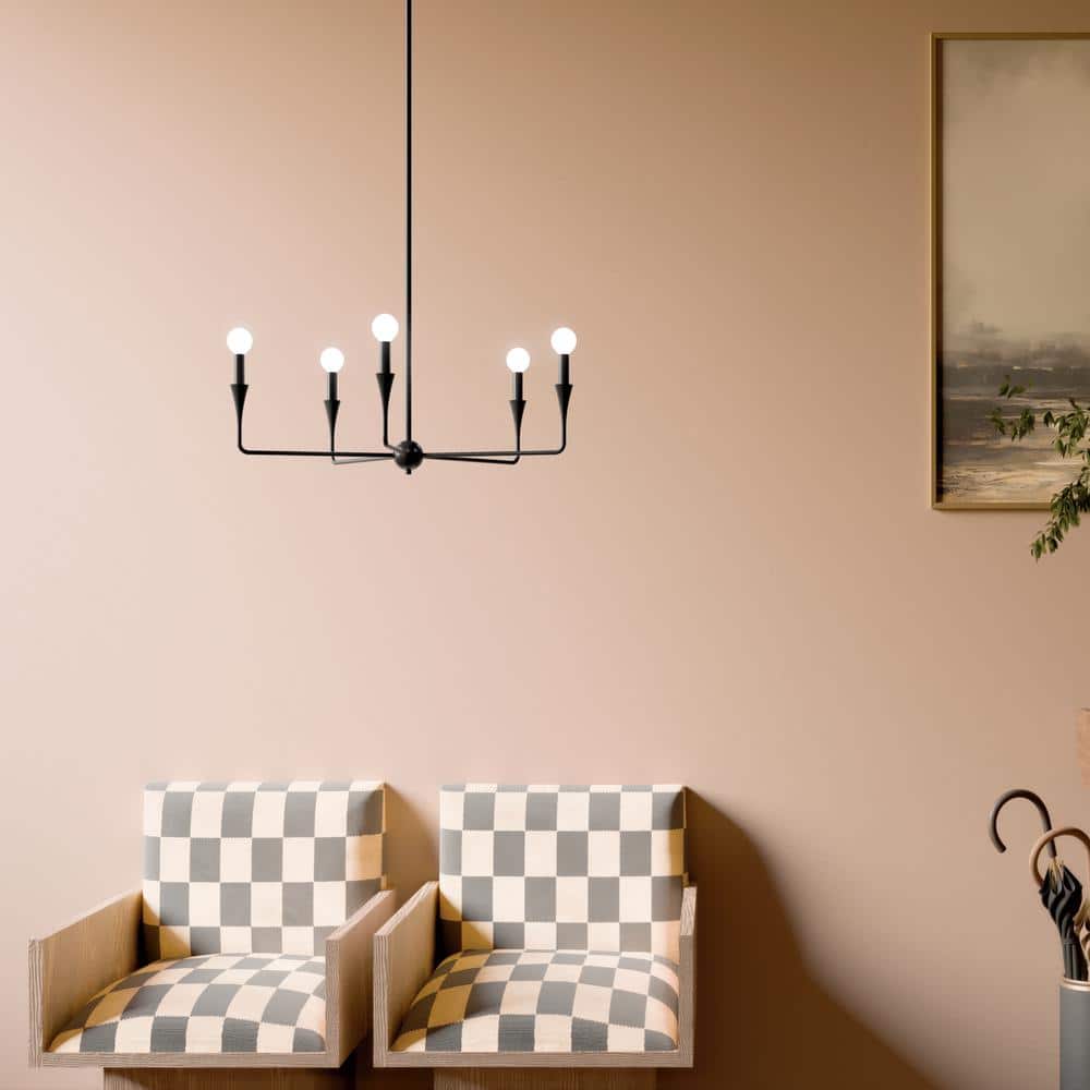 Alvaro Black 5-Light Modern Candle Chandelier