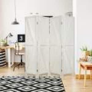 5.5 ft. White 4-Panel Lightweight Folding Paulownia Wood Room Divider