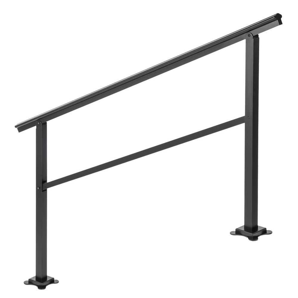 VEVOR 60 in. W x 35 in. H Adjustable Handrail Fits 4 Steps or 5 Steps Aluminum Handrails for Outdoor Steps, Black (8cD3g4grAs2BmGH)