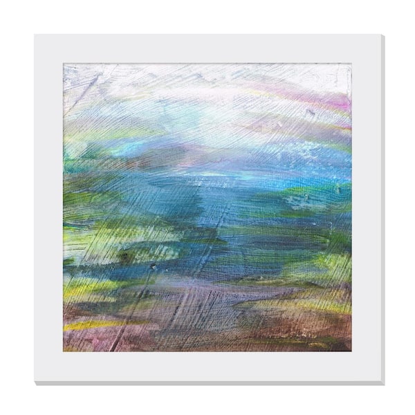 Unbranded Gallery-Grade Earth, Ocean And Sky White Framed Acrylic Abstract Statement Wall Art 48 in. x 48 in.