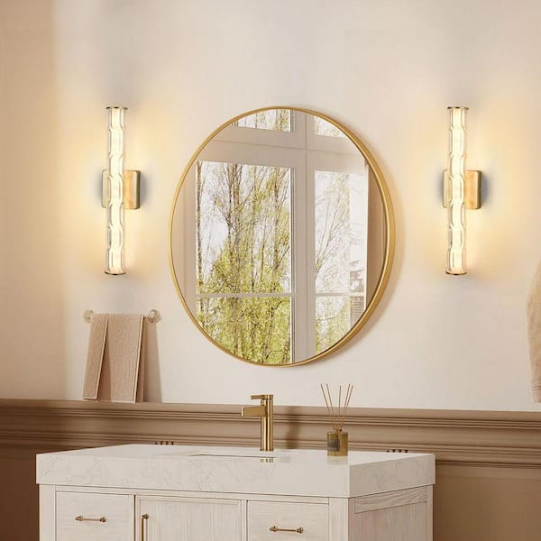 Jushua (2-Pack) 20 in. 1-Light Matte Gold Bathroom Bedroom Vanity