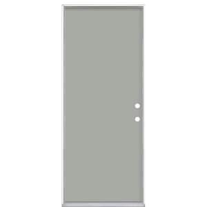 32 in. x 80 in. Flush Left Hand Inswing Silver Clouds Painted Steel Prehung Front Door No Brickmold in Vinyl Frame