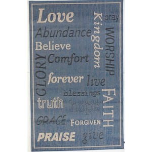 FW Collection Love Forever Blue 9 ft. x 12 ft. Polypropylene Indoor/Outdoor Area Rug