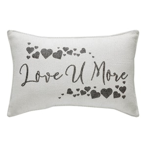 Finders Keepers Soft White Steel Grey Farmhouse Love U More 9.5 in. x 14 in. Throw Pillow