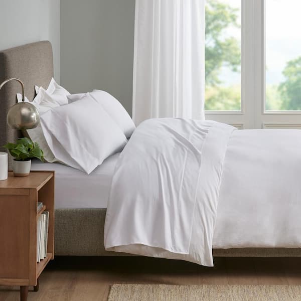 Smart Cool 4-Piece White Microfiber King Sheet Set