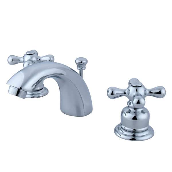 Kingston Brass Victorian 8 in. M ini-Widespread 2-Handle Bathroom Faucets with Plastic Pop-Up in Polished Chrome