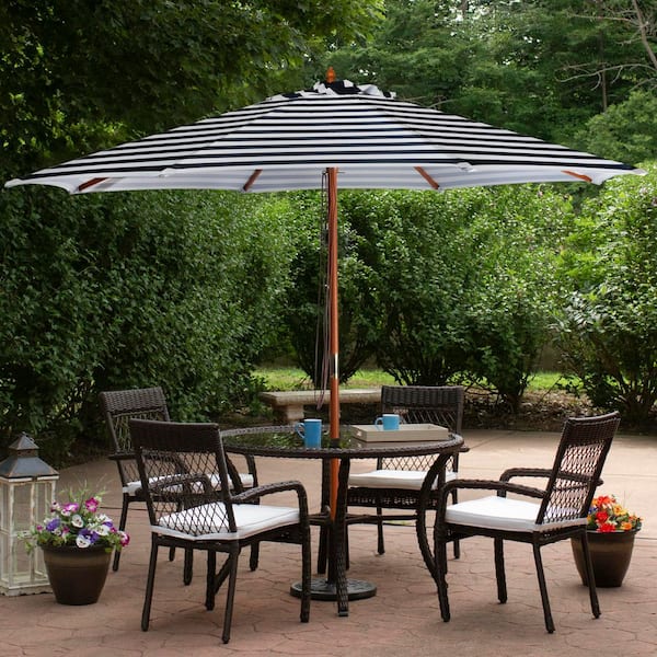 east end patio cantilever umbrella Seasons Sentry 10' Square 2-Tier Solar LED Aluminum Cantilever Umbrella  With Base