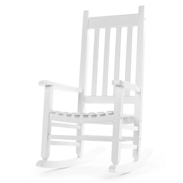 Karl home White Poplar Wood Slat Back Children's Outdoor Rocking Chair