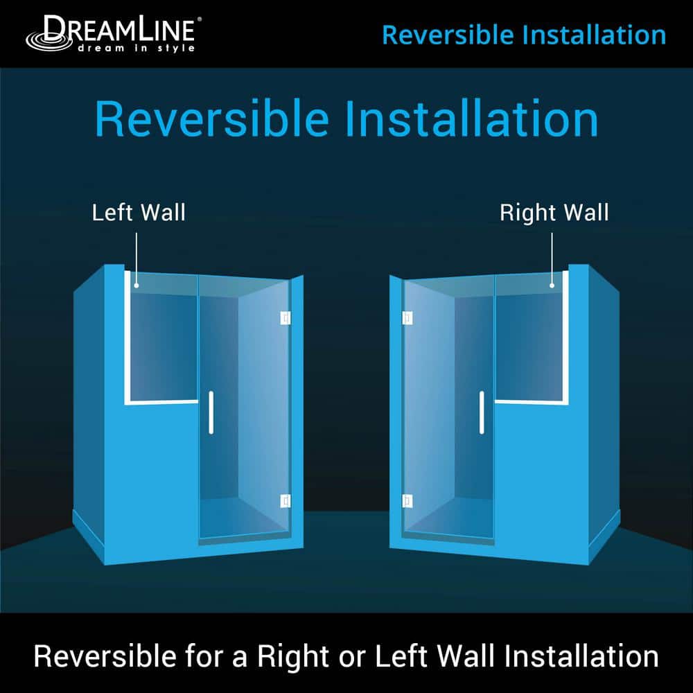 Unidoor Plus 48" Frameless Clear Glass Shower Door with Black Hardware