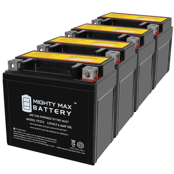 MIGHTY MAX BATTERY YTZ7S 12V 6AH Replacement Battery compatible with Yuasa AGM High Performance - 4 Pack