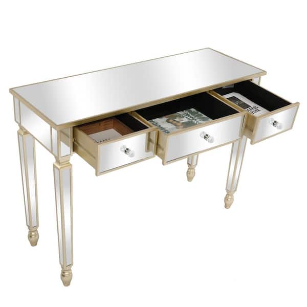 Karl home 1-Piece Gold Color Makeup Vanity Table with (3 Drawers) 301558810555