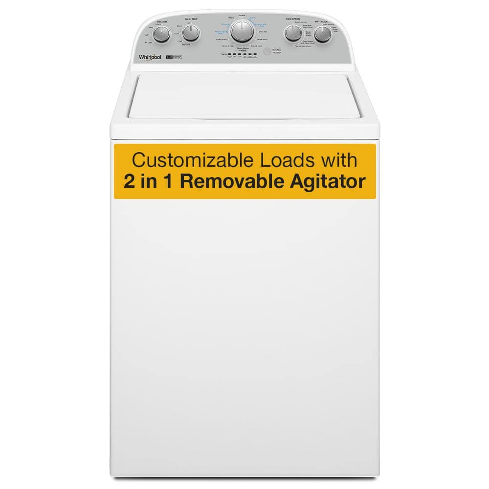 Whirlpool 3.8 - 3.9 cu.ft. Top-Load Washer in White with 2-in-1 Removable Agitator