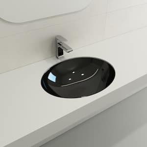 Parma 22 in. Undermount Fireclay Bathroom Sink in Black with Overflow