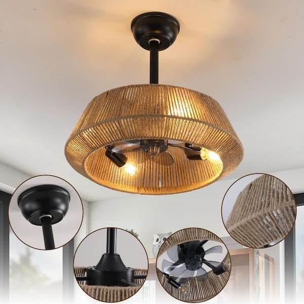 Jushua 19 in. 7-Light Dimmable Reversible DC Motor Flush Mount