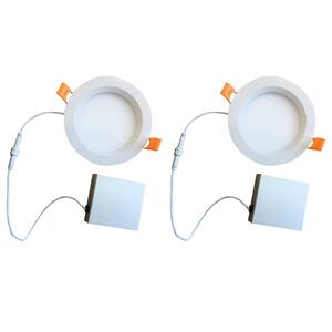 6 in. Canless 4000K, 70-Watt Equivalent, White Round Dimmable LED Baffle Recessed Downlight with J-Box Included (2-Pack)