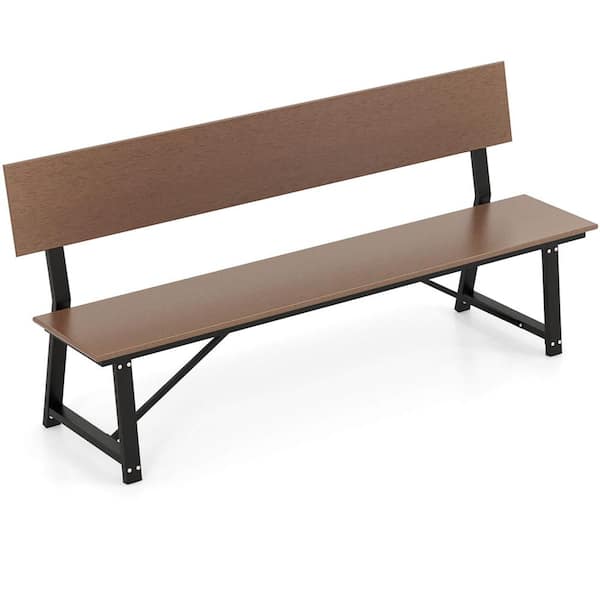 Costway 1 Pieces Brown Metal Beach Chair with All-Weather HDPE Seat and Back Heavy-Duty Metal Support