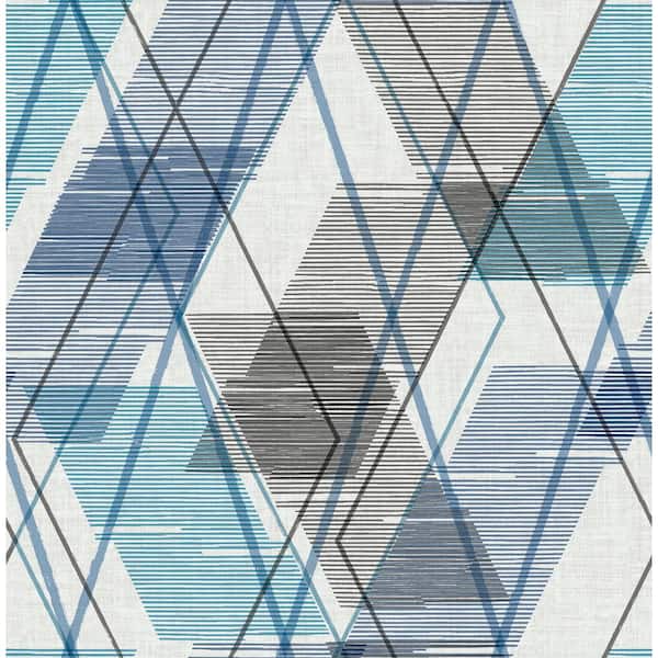 NuWallpaper Blue Wallis Peel and Stick Wallpaper Sample