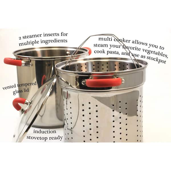 ExcelSteel 8 Qt. Stainless Steel Multi-Cooker Pasta Pot with
