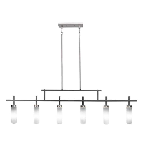 Unbranded Gemini 6-Light Matte Black and Brushed Nickel Billiard Light