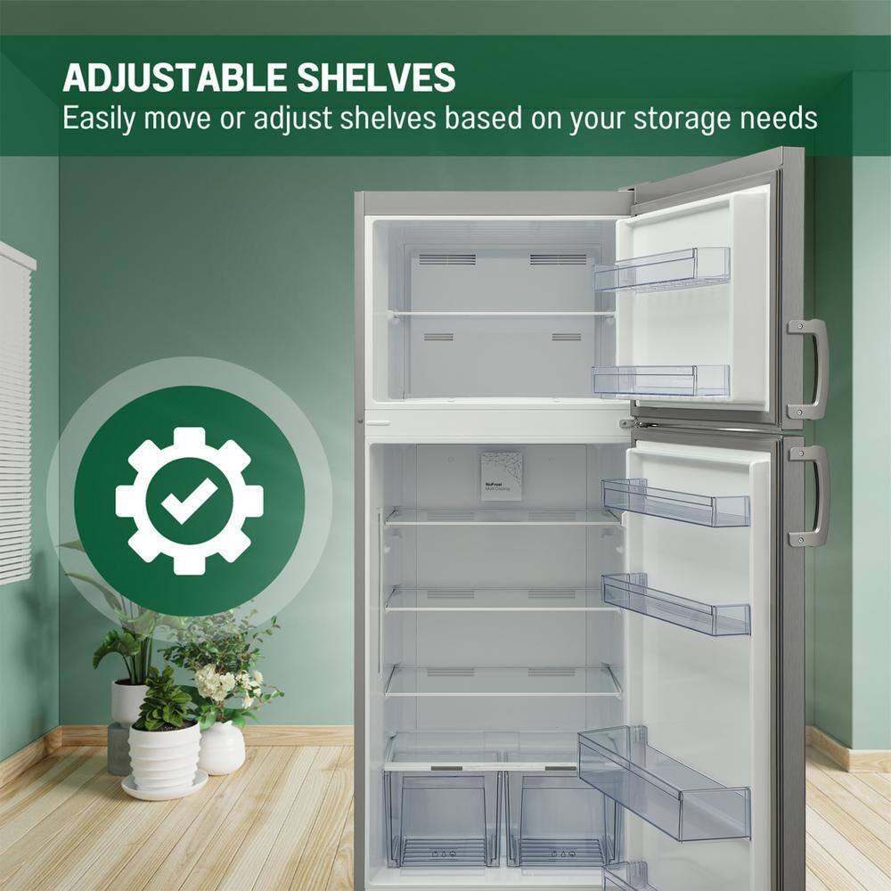 Equator Stainless Steel Energy Star Refrigerator-Freezer with Adjustable Shelves