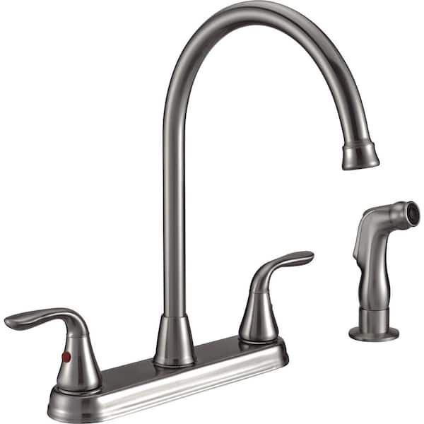 CMI Majestic 2-Handle Standard Kitchen Faucet in Brushed Nickel 191 ...