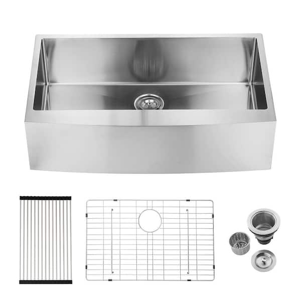 CAPRIHOME BATH LLC Handmade Farmhouse Apron-Front Stainless Steel 33 in. Single Bowl Kitchen Sink