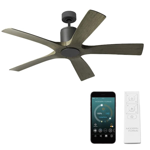 Modern Forms Aviator 54 in. Smart Indoor/Outdoor 5-Blade Ceiling Fan Graphite Weathered Gray with Remote Control