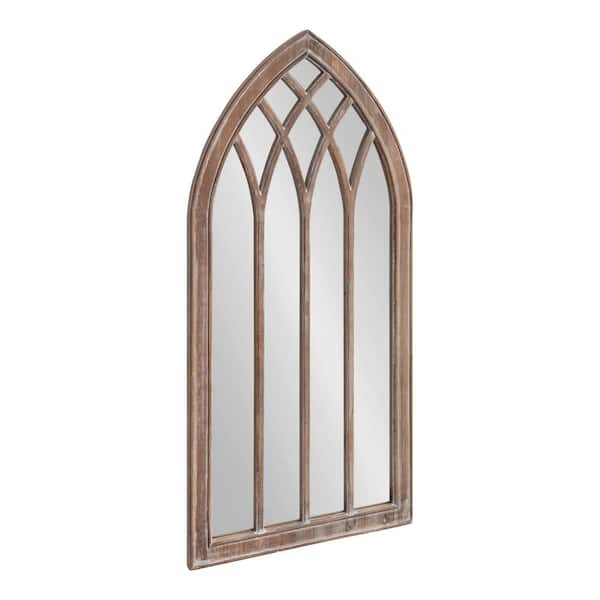 Kate and Laurel Winn 48 in. x 24 in. Classic Arch Framed Rustic Brown Wall Mirror