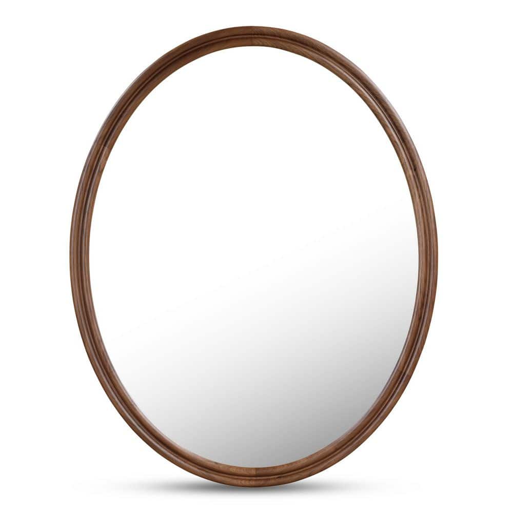 Olyen Walnut Brown 32 in. W x 40 in. H Round Solid Walnut Framed Mirror price history on PriceWatchPro