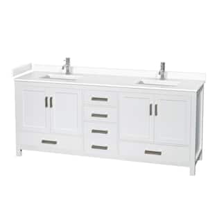 Sheffield 80 in. W x 22 in. D Double Bath Vanity in White with Cultured Marble Vanity Top in White with White Basins
