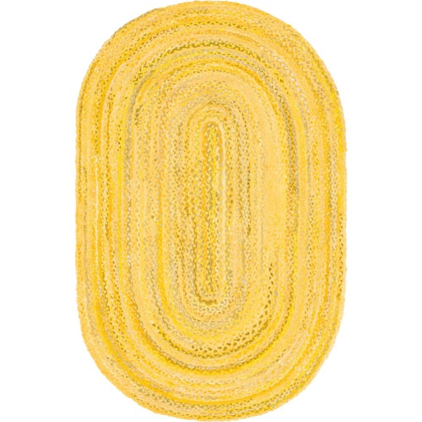 Braided Chindi Yellow 5 ft. x 8 ft. Oval Area Rug