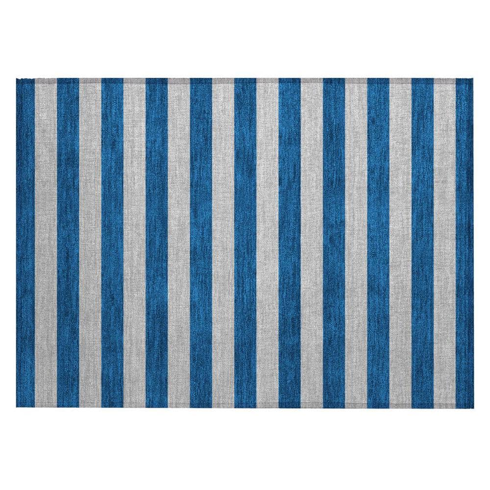 Blue and Ivory 2 ft. x 3 ft. Woven Striped Polyester Rectangle Indoor/Outdoor Area Rug price history on PriceWatchPro