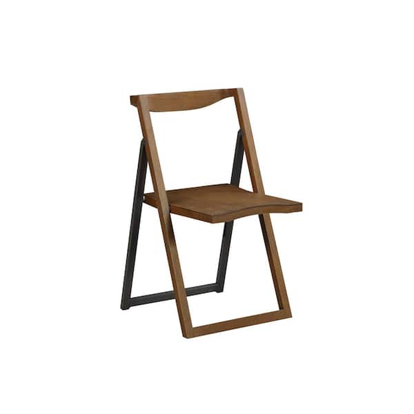 Boraam Sydney Chestnut Wire-Brush Wood and Metal Folding Chair Set of 2