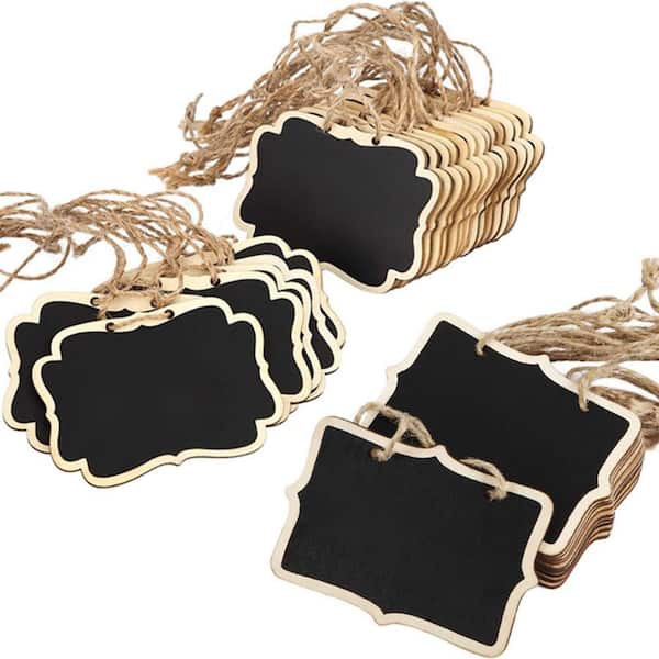 20-Piece Mini Wooden Chalkboard Signs with Hanging Rope for Decanter Labels Table Numbers Food Signs