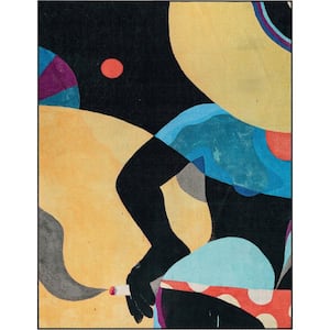 Misha The Sunday Jungle Life's a Beach Modern Abstract Multi 6 ft. 7 in. x 9 ft. 3 in. Area Rug