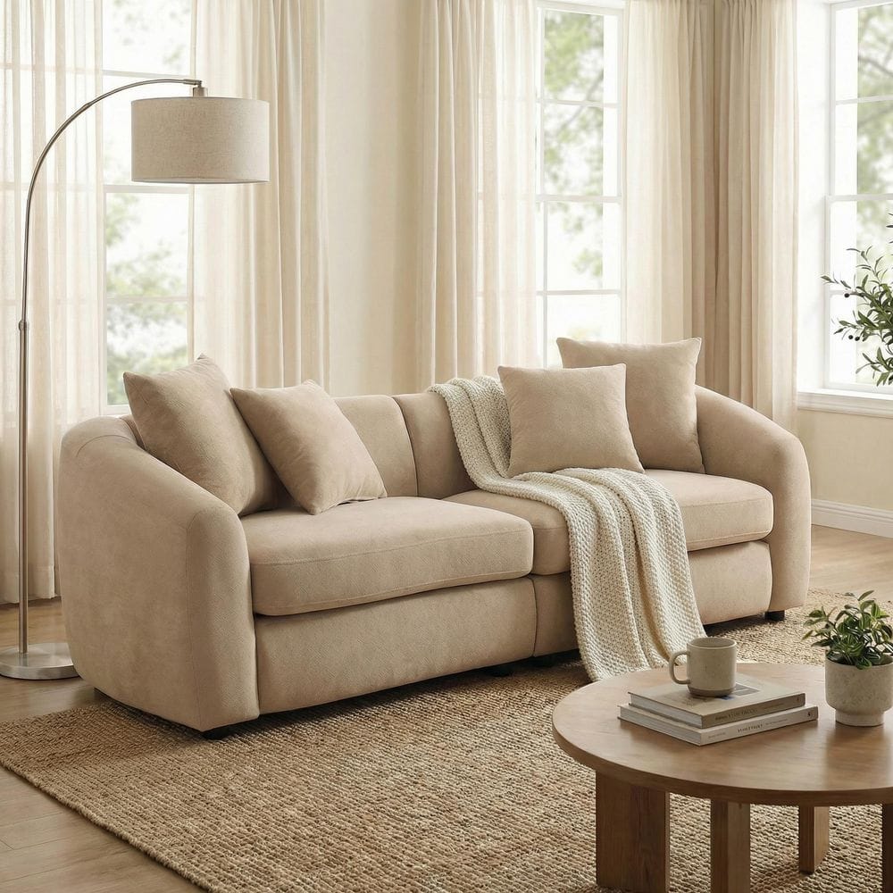 Harper & Bright Designs 87 in. W Mid-Century Modern Slope Arm Velvet ...