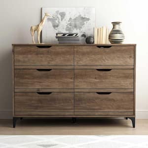 Lilay Knotty Oak 6-Drawer Dresser (31.7 in. H x 46.5 in. W x 15.7 in. D)