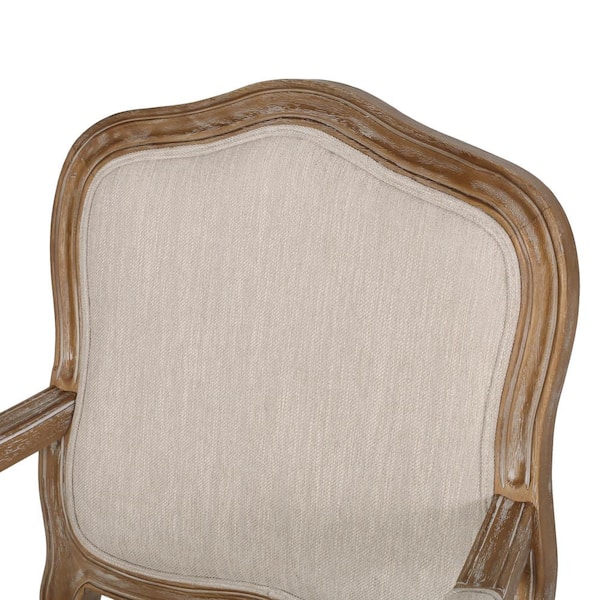 Noble House Joni French Fabric Dining Chair, Set of 4, Beige, Natural 