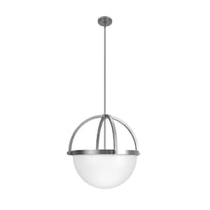Wedgefield 4-Light Brushed Nickel Island Pendant Light with Frosted Glass Shade